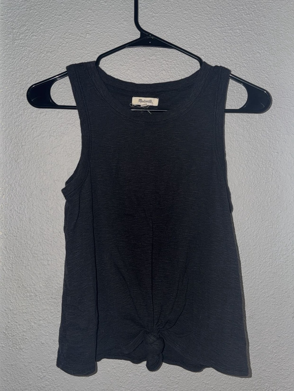 Madewell Black Knot-Front Ribbed Tank
